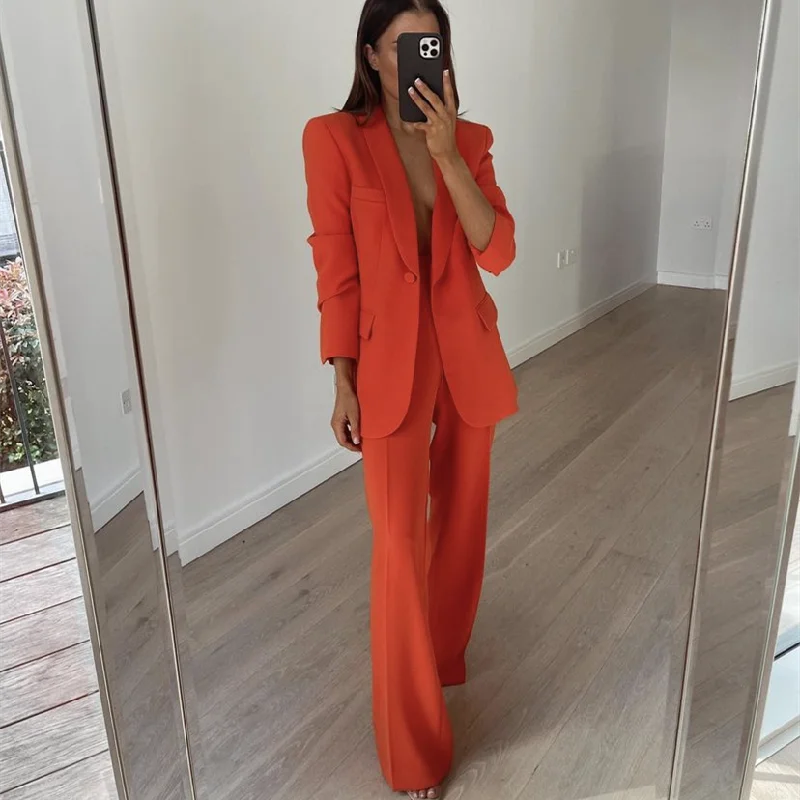 

Woman Elegant Basic Solid Blazer Suits 2022 Spring Elegant Female High Waiste Straight Pants Suit Ladies Soft Matching Sets