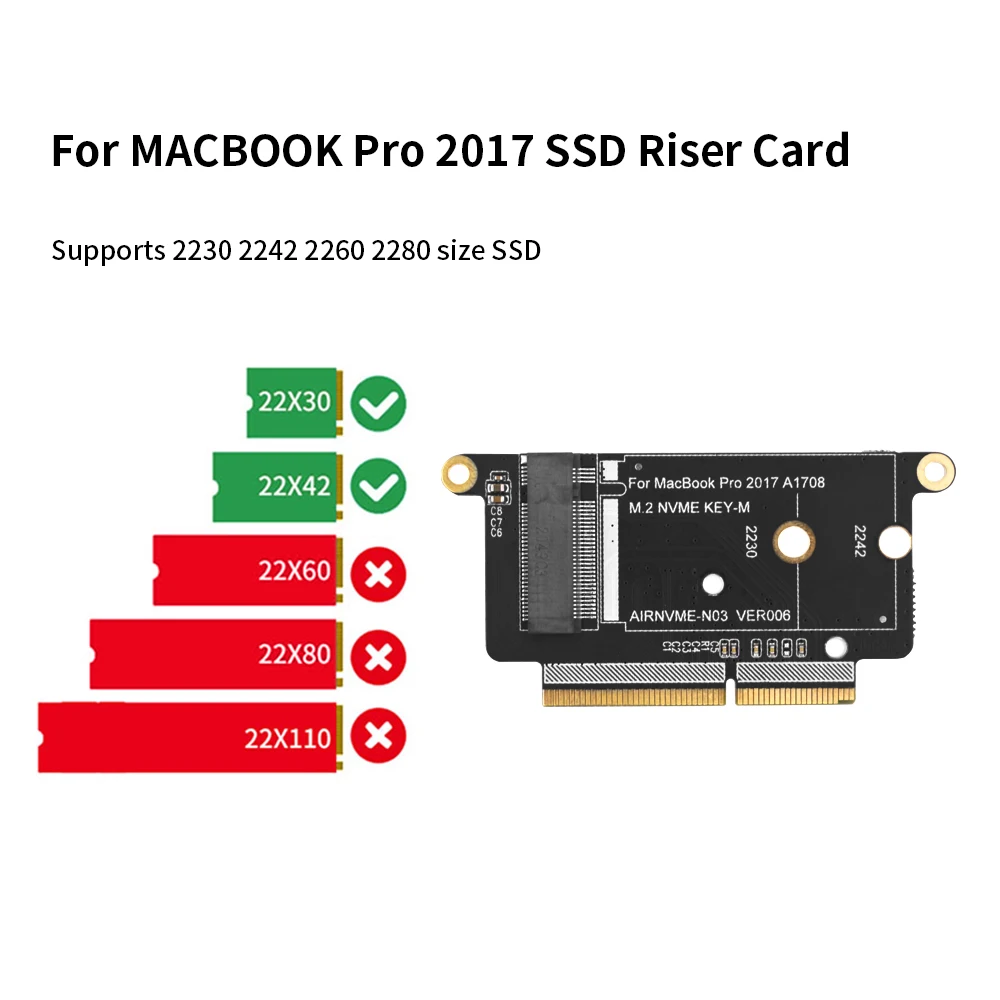 Адаптер TISHRIC M2 M.2 NVME SSD для MacBook Air Pro Retina 2013-2017 NVME/AHCI Модернизированный комплект A1465