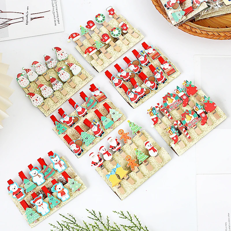 Маленький зажим с изображением Санта-Клауса и снеговика веселого Рождества