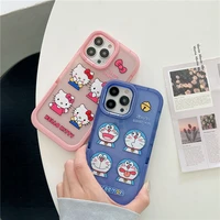 hello kitty doraemon with stand phone cases for iphone 13 12 11 pro max back cover