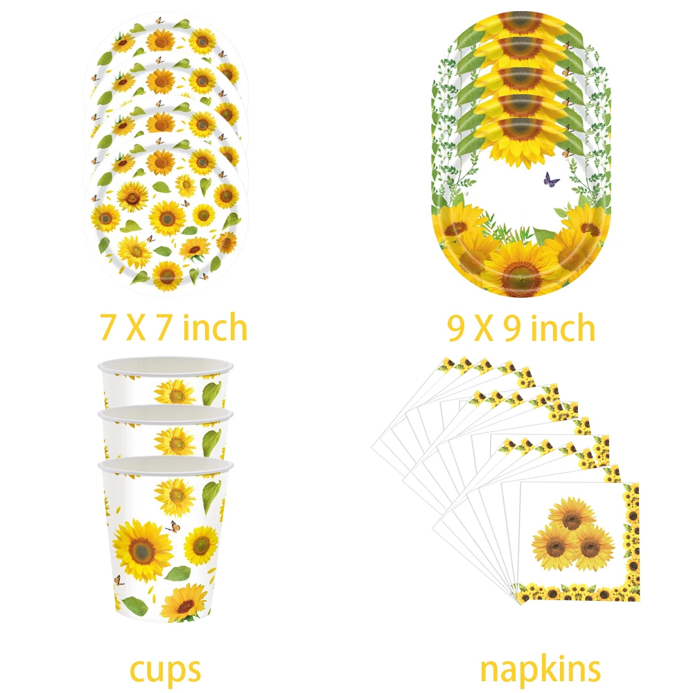 Наборы подсолнухов украшения для дня рождения одноразовая посуда бумажные