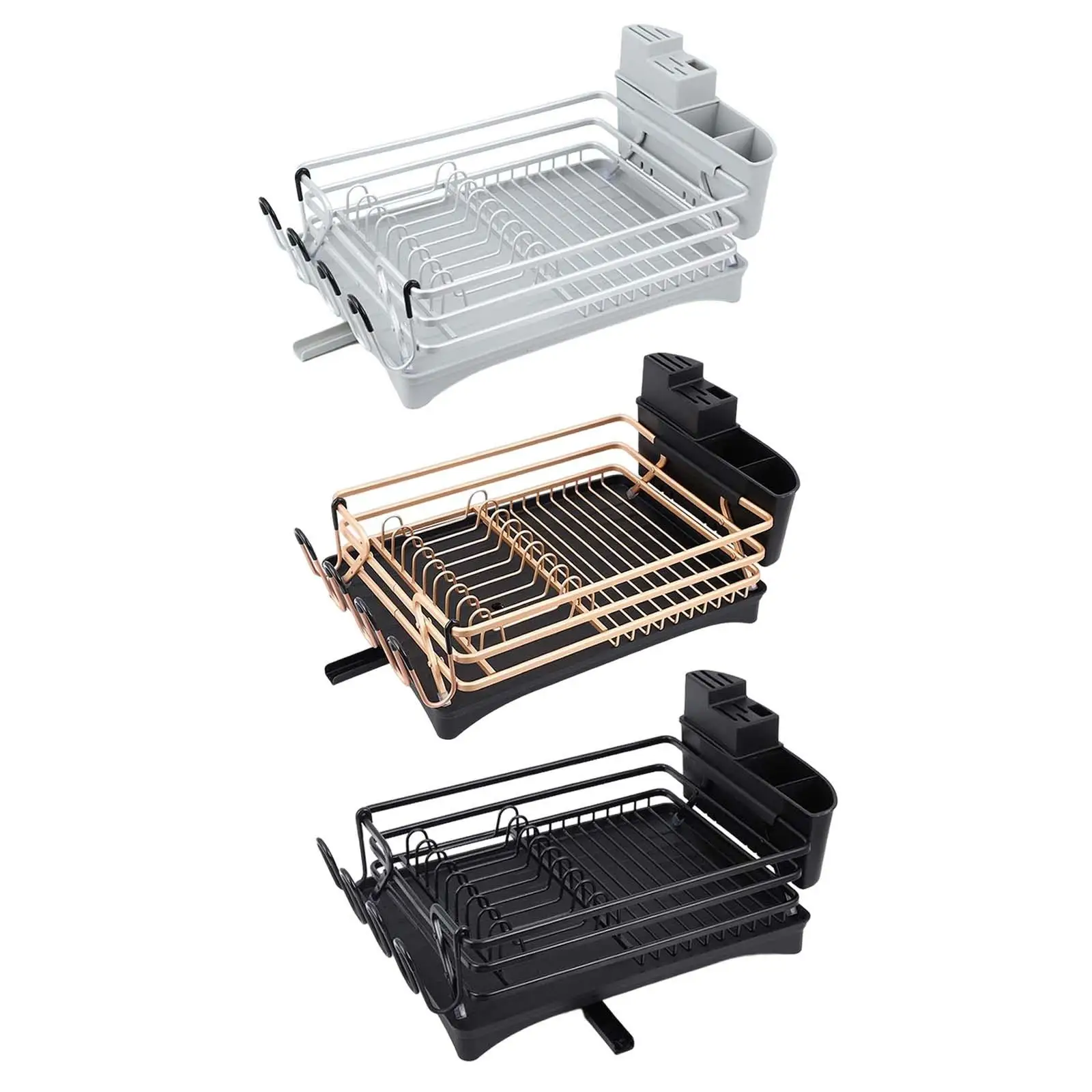 

Bowl Cup Plate Kitchen Dish Rack Drainer Tray with Sink Drainer Space Saving Dish Rack Drying Stand for Cabinet Countertop