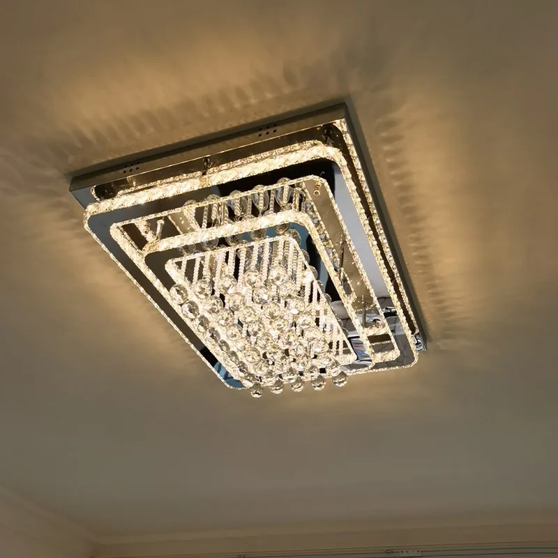 

Luxury silver ceiling lamp living room modern crystal ceiling lights bedroom led Ceiling Lamps dining crystal Fixtures kitchen