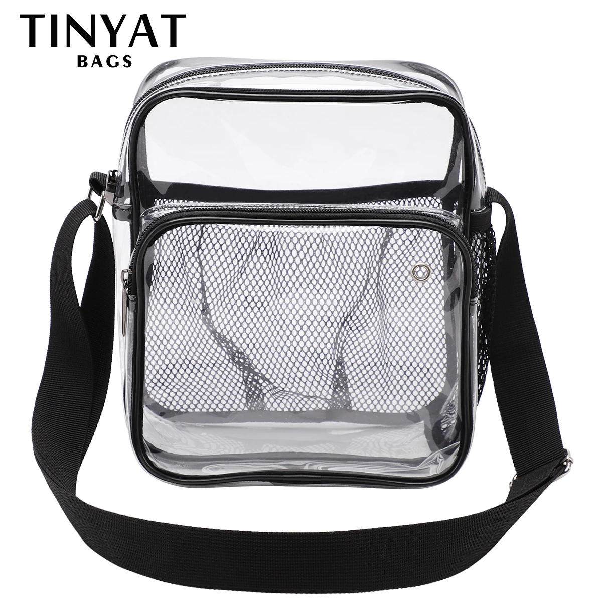 

TINYAT Clear Women's Shoulder Bag Waterproof PVC Transparent Men Sling Bag Phone Travel Crossbody Bag For Adjustable Strap