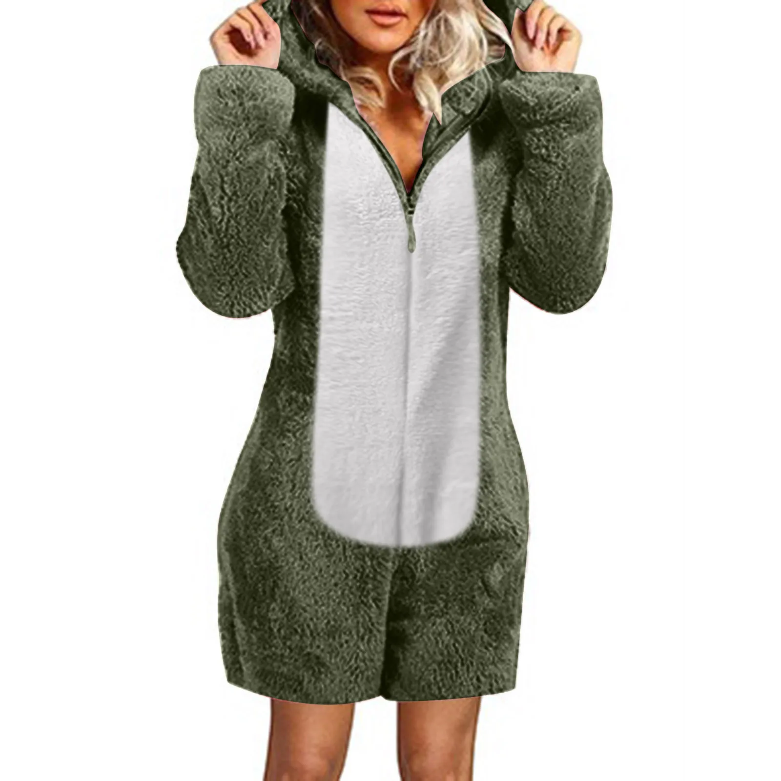 

Rompe Casual Winter Long Women Sleepwear Jumpsuit Pajamas Sleeve Warm Hooded Women's Coat Outdoor Work Clothes for Women