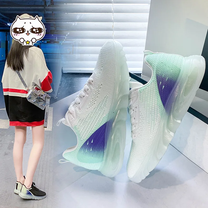 

2022 Spring New Korean Version of The Breathable Flying Woven Women's Shoes Student Running Sports Shoes Women's Casual Shoes