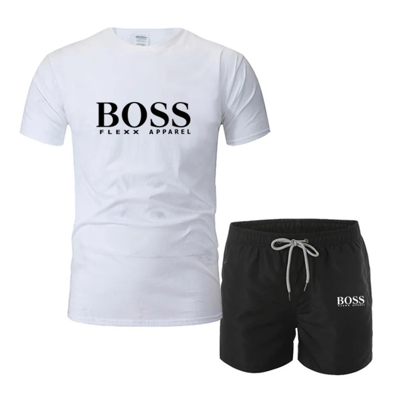 

Брендовая футболка и шорты, летний комплект из 2 предметов, спортивная одежда для бега, Мужская одежда, одежда для тренировок, комплекты спор...