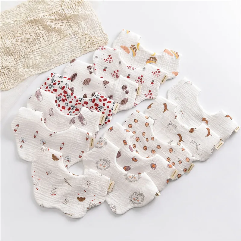 Детские нагрудники поворот на 360 градусов 6 слоев марлевого муслина детская ткань