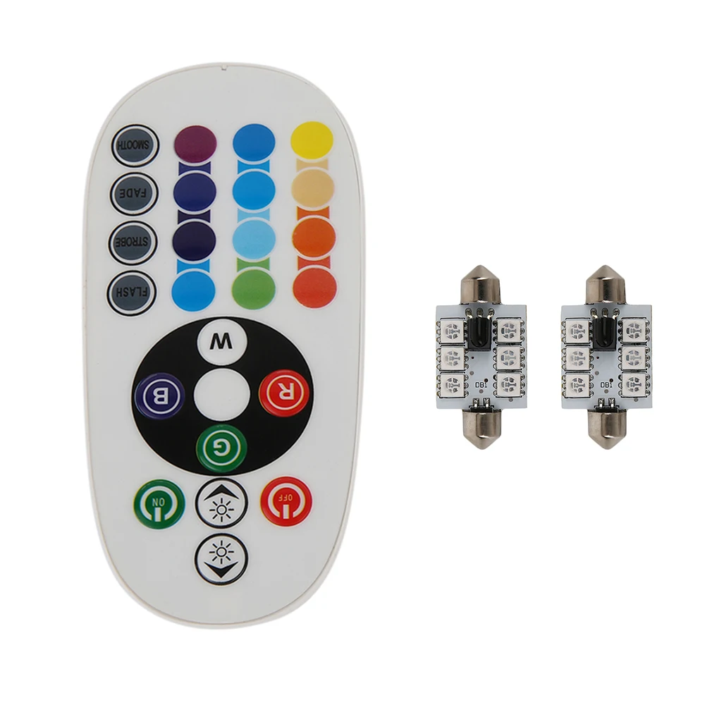 

Pair Cars T10 5050 RGB/BA9S RGB 16 Colors Changing LED Lamp Car Wedge Dome Light With Remote Control Kits