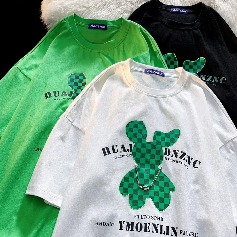 

Мужская Новинка 2022, летняя мужская футболка с коротким рукавом и принтом монограммы кролика