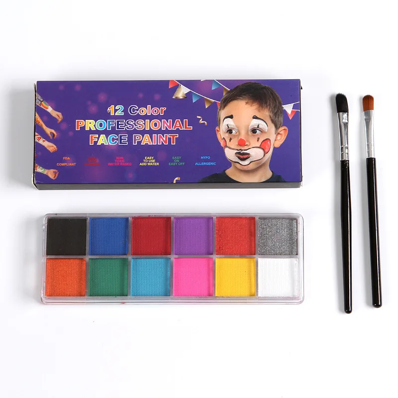 

12 Color Water-based Face Professional Cosmetics Water-based Matte Body Painting Pigment Stage Color Makeup Halloween Party Tool