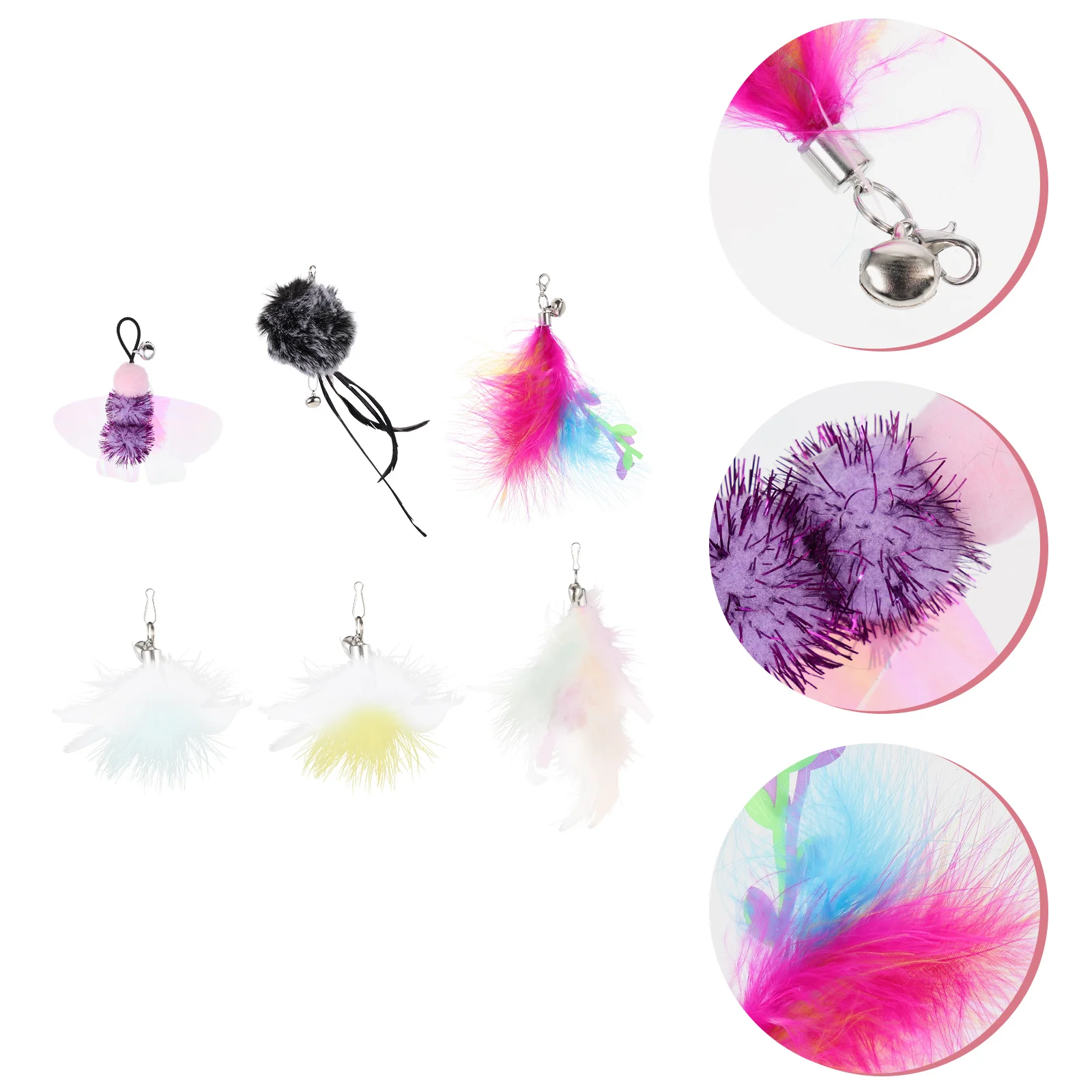 

Cat Wand Teaser Toys Replacement Toy Pet Interactive Refillsindoor Kitten Attachments Parts Funny Stick Da White Dog Head Bird