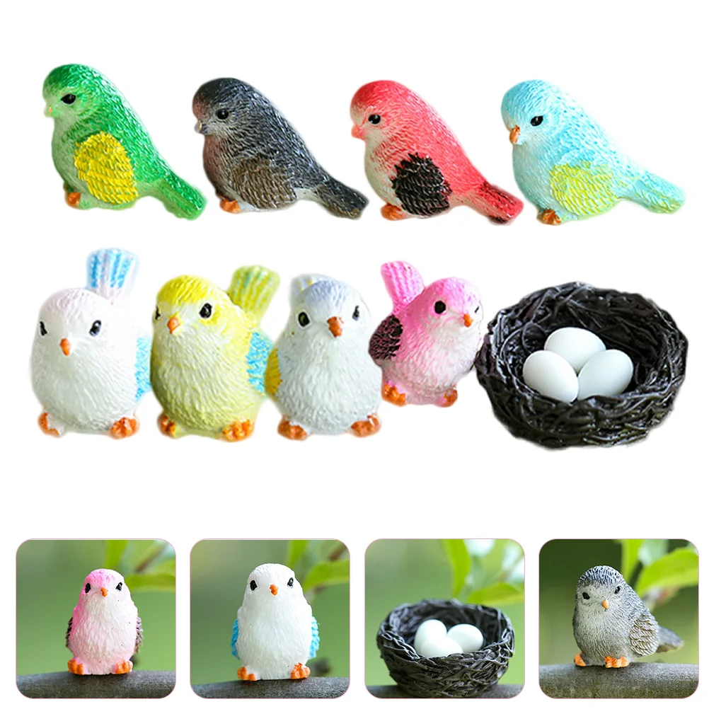 

Bird Easter Garden Statue Ornament Artificial Toy Potted Accessories Mini Animal Sculpture Egg Figurine Figure Birds Fake Eggs