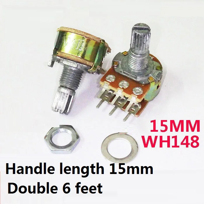 

WH148 B1K B2K B5K B10K B20K B50K B100K B250K B500K Double Potentiometer 6 Feet