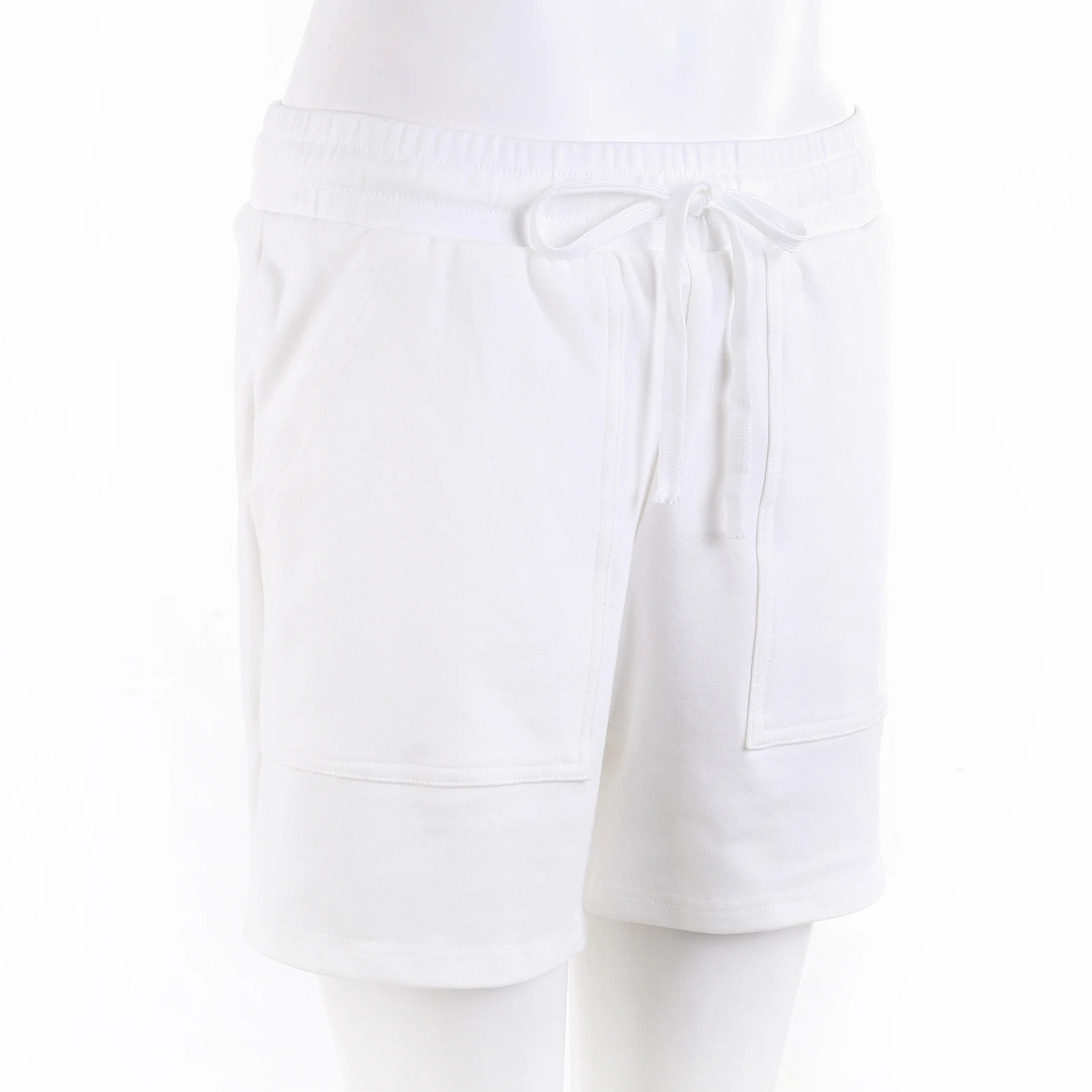 Новые летние спортивные шорты женские с высокой талией и карманами на шнурке для