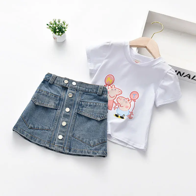 

Спортивные юбки для маленьких девочек с эластичным поясом, детские летние повседневные джинсовые теннисные юбки с пуговицами и карманами, ...