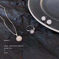 new womens jewelry three piece set rotatable diamond necklace ring earrings korean women summer accessories pendant