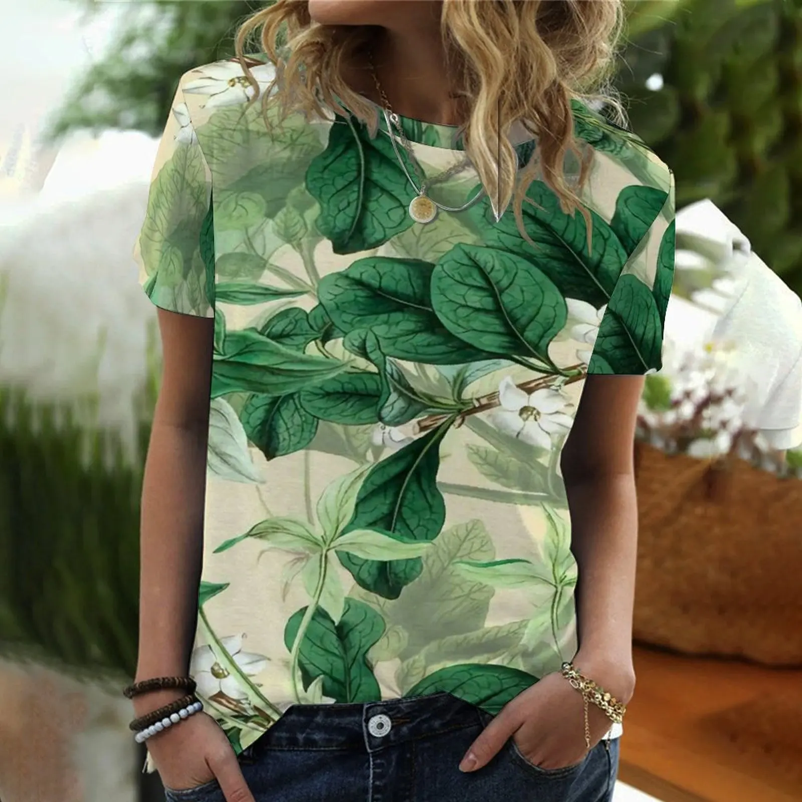 

Casual Short Sleeve For Wmen O-Neck Loose Oversized Tops New Rose Fashion Women Flower T Shirt 3D Large Printed Fashion T-shirt