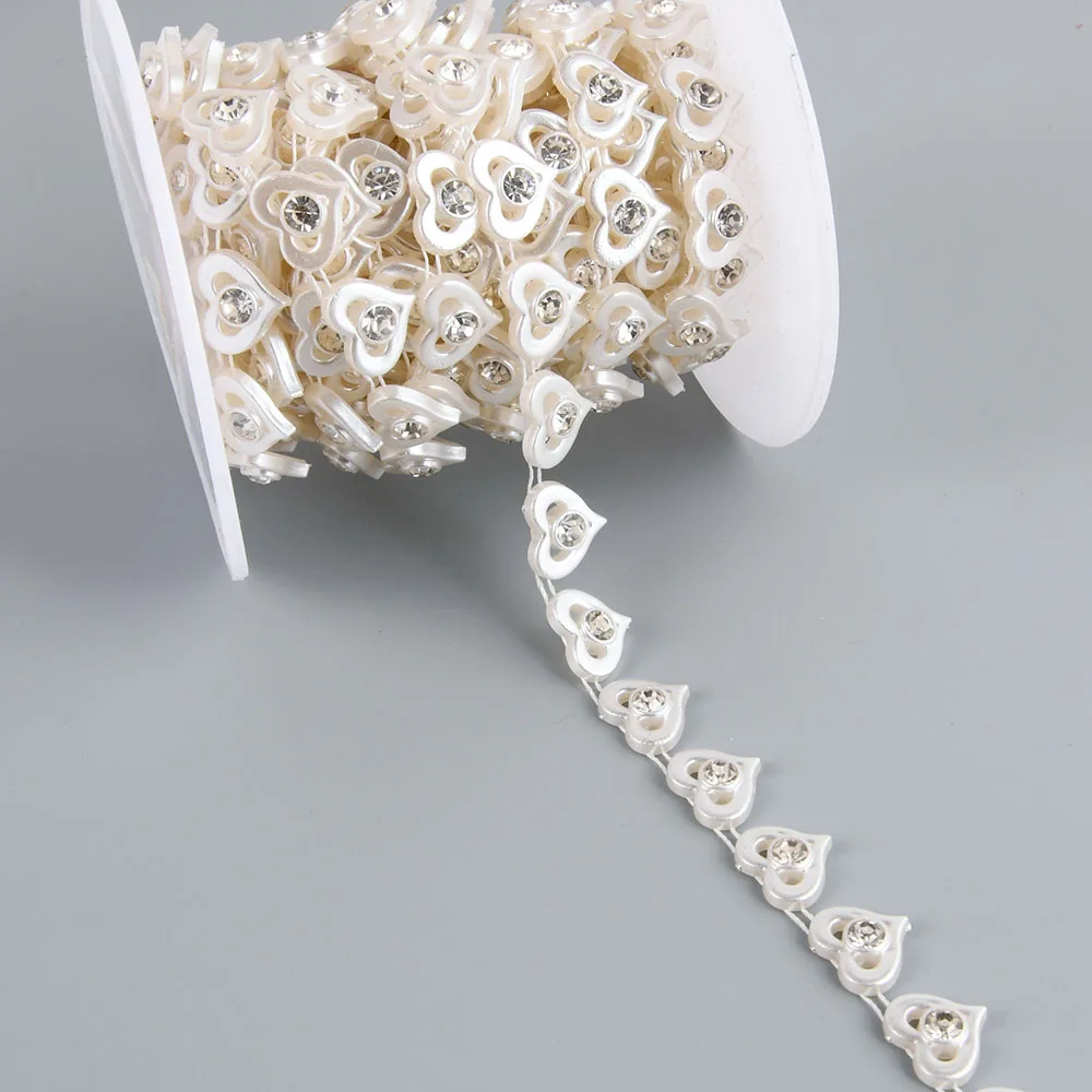 Лента кружевная с искусственным жемчугом Ширина 13 мм 1 ярд