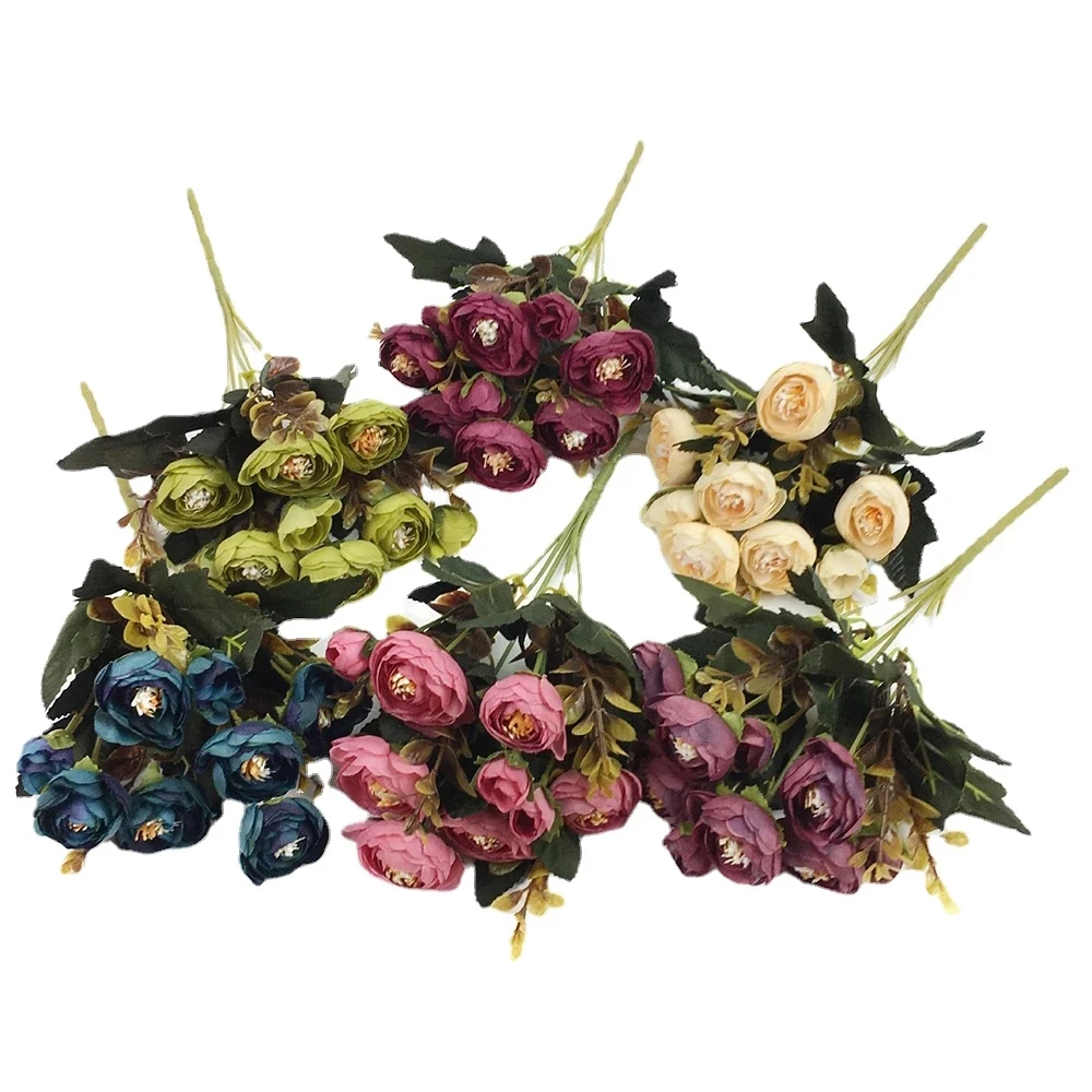 6 вилок/букет цветов яркие цветы камелии искусственные шелковые розы Свадебный
