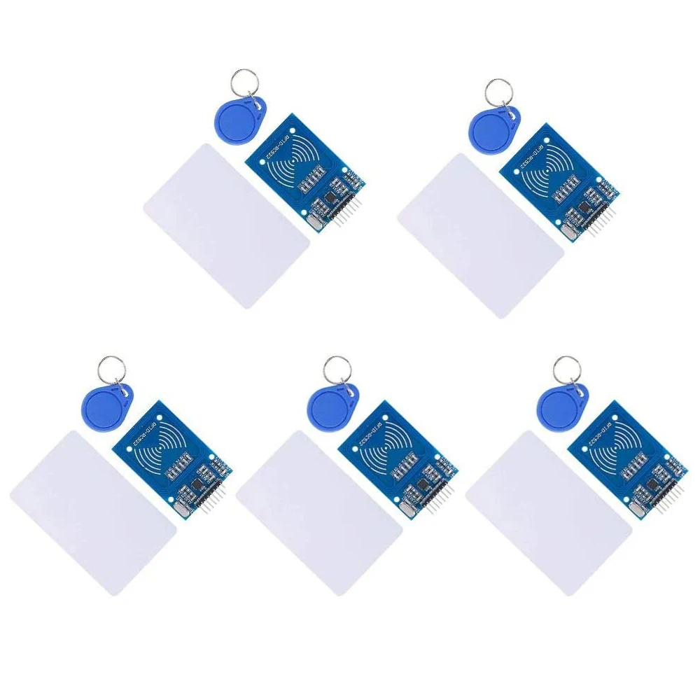 5pcs RFID Kit RC522 RFID Reader Module with S50 White Card and Key Ring for Arduino Raspberry Pi