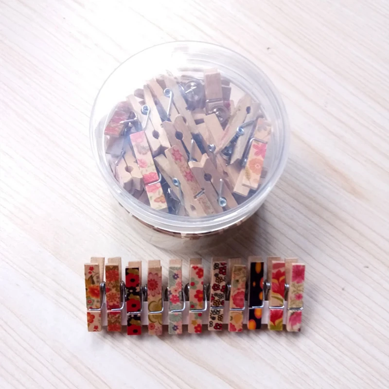 Нажимные штифты с деревянными зажимами 50 шт. кнопок для зажимы бумаги прищепки