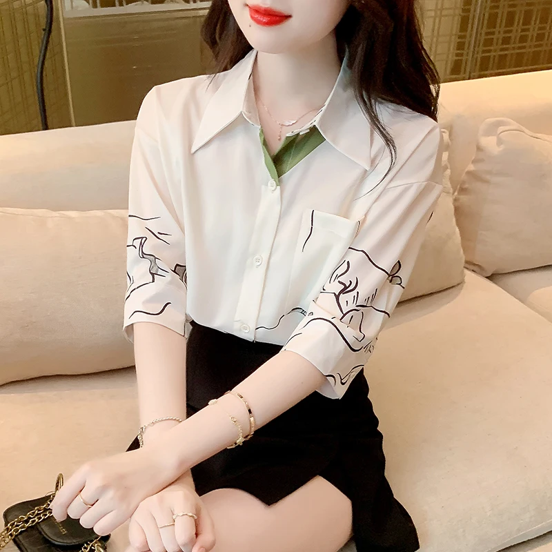 

New summer chiffon shirts fashion printing womens blouses casual daily ladies shirts Tops blusa mujer