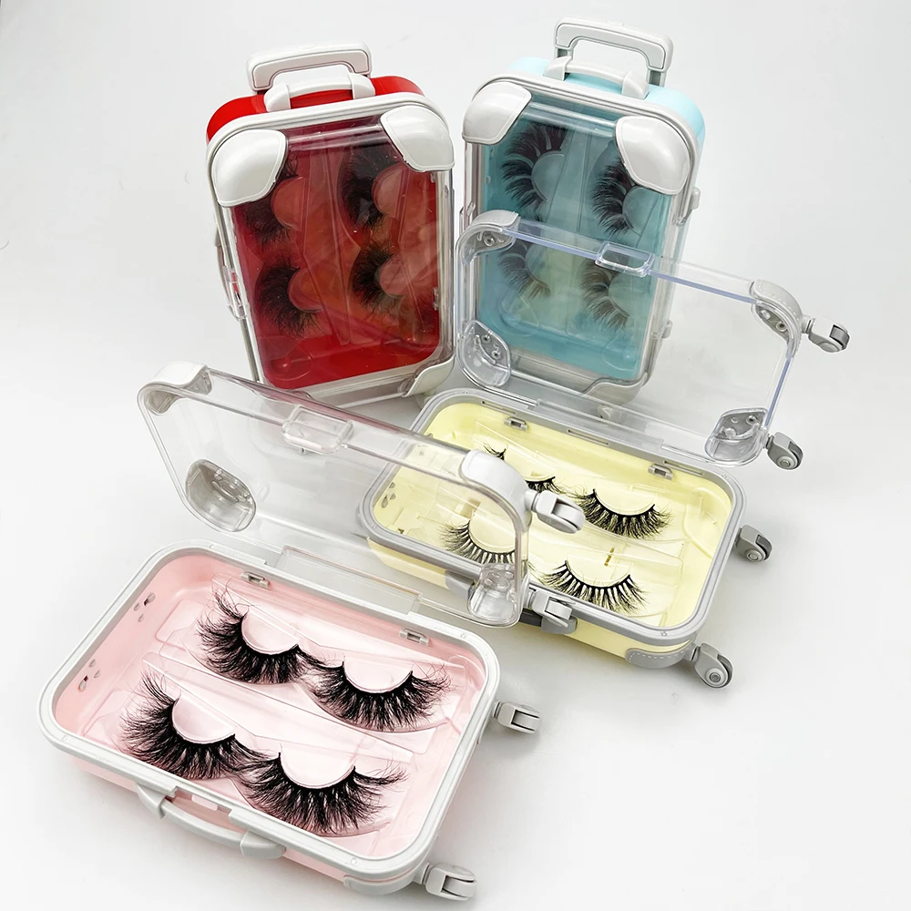 

Colash wholesale false eyelashes packaging box luggage lashes suitcase luxury mink lashes packing fluffy and curly case empty