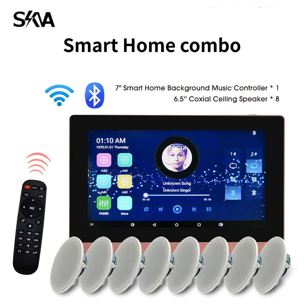 

In Wall Bluetooth Amplifier Support WiFi Touch Screen Android with 8 Ceiling Speaker Combo Suitable AsSmart Home Theater System