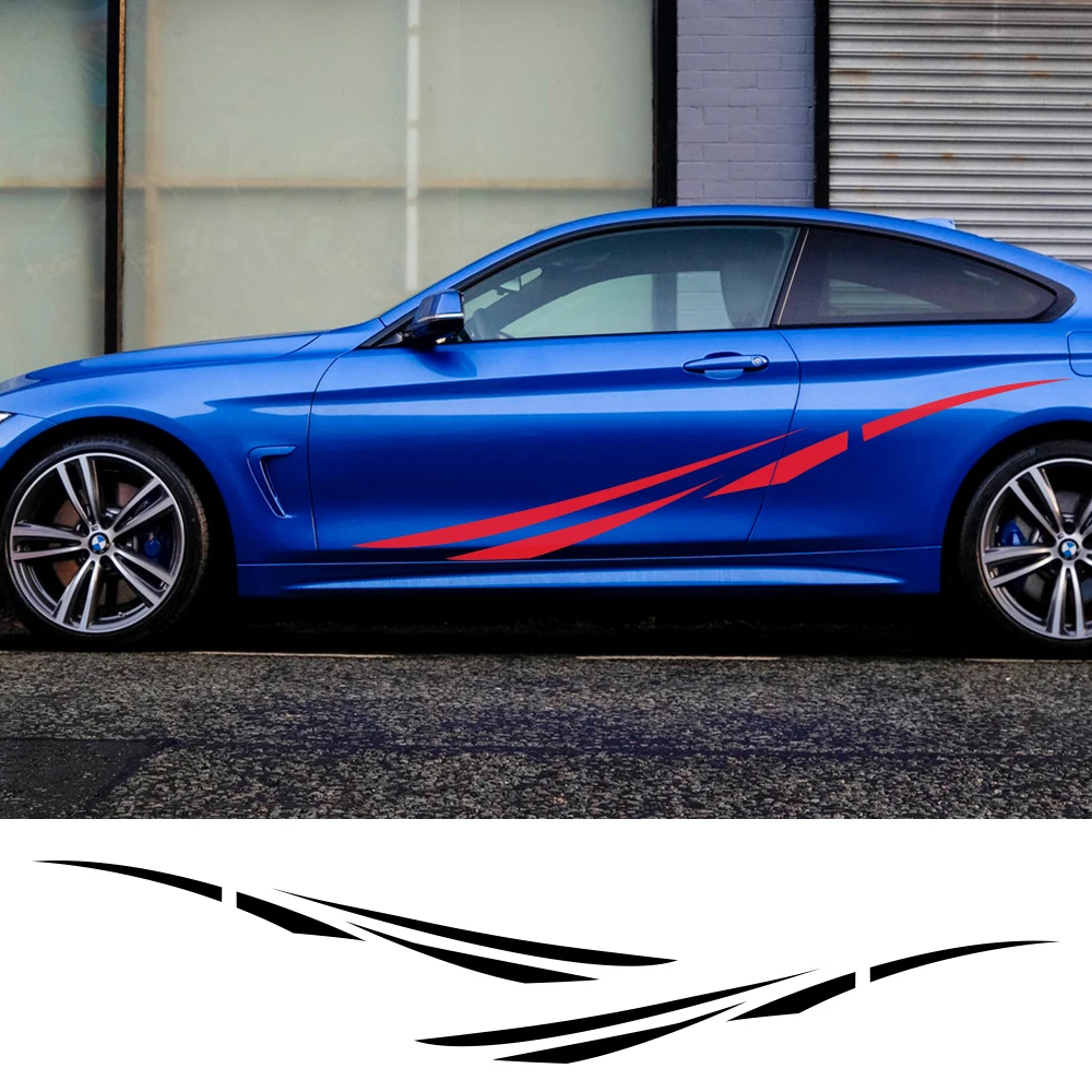 

2pcs Simple Car Stickers Auto Both Side Stripe Body Vinyl Film Decals Wrap Car Race Automobiles Tuning Accessories Stickers