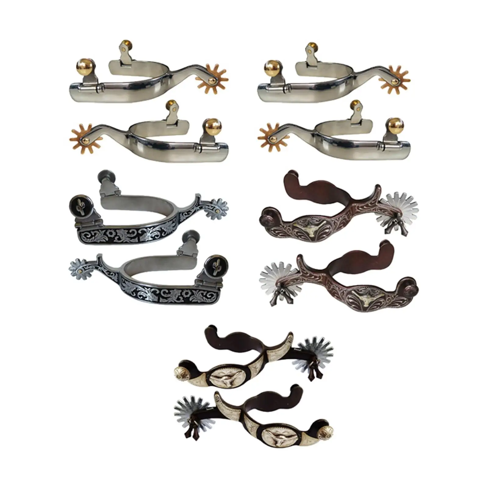 

2x Horse Spurs Western Style Spur Hand Engraved Anti Rust for Equestrian
