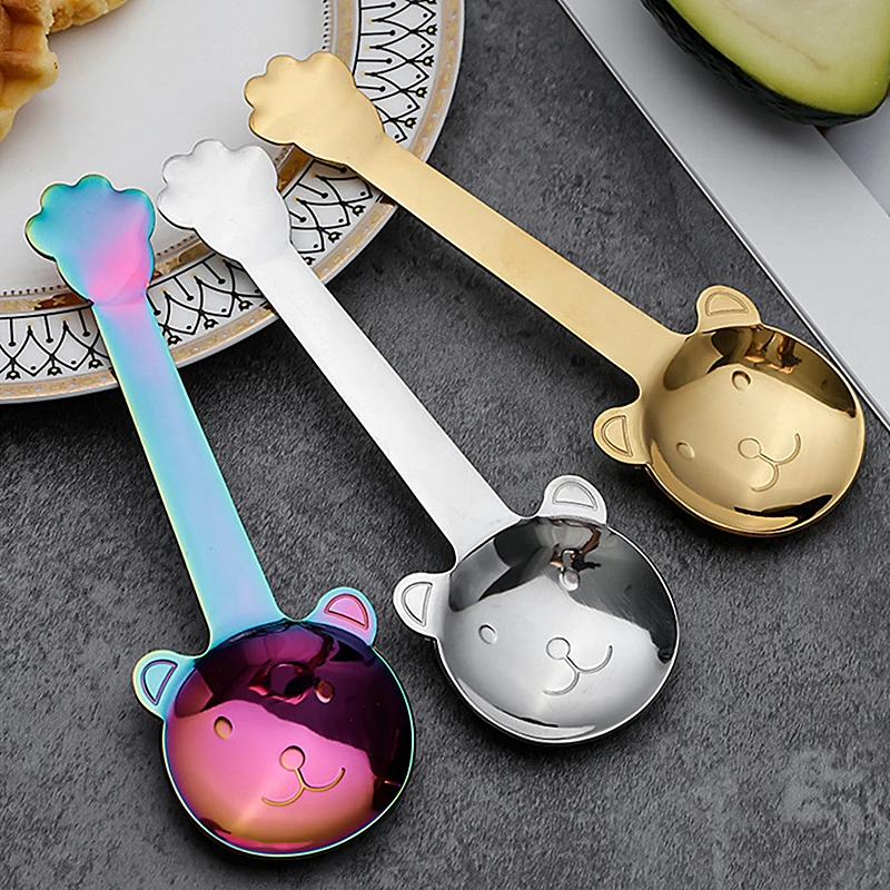 

Stainless Steel Coffee Spoon Thickened Creative Bear Shape Teaspoon Dessert Snack Scoop Kitchen Utensils for Students Kids