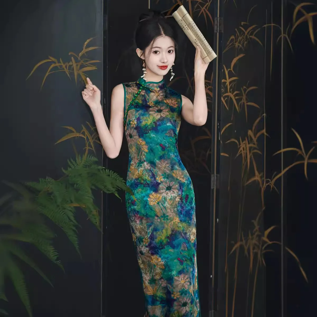 Новинка 2024 платье Чонсам без рукавов для молодых девушек Ретро стиль старое