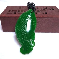 china natural green double sided hand carved fish jade pendant fashion boutique jewelry men and women necklace gift