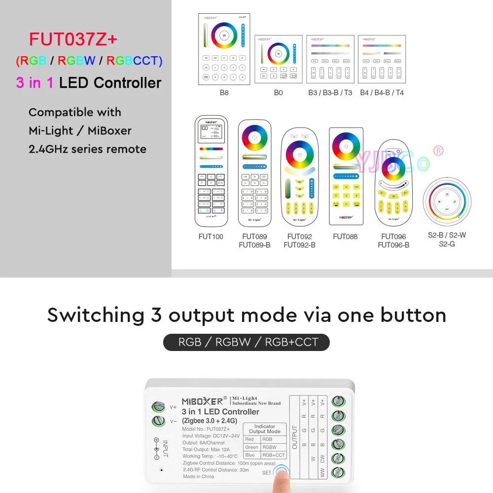 Контроллер светодиодных лент Miboxer Zigbee 3.0 одноцветный/двойной белый RGB/RGBW/RGBCCT 2 4G
