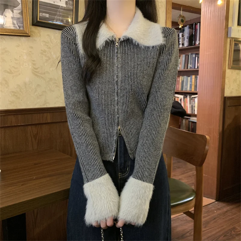 Новинка осенне-зимняя модная куртка с меховым воротником и длинным рукавом