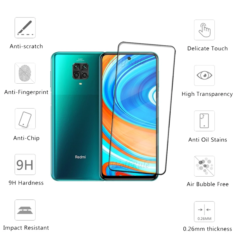 4/3/2/1 шт. полное стекло для Redmi Note 9 Pro Xiaomi 9H полноэкранная защита