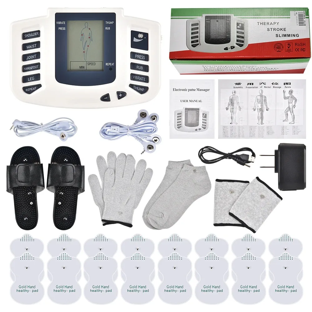 

JR309 Russian Panel EMS Pulse Muscle Stimulator Tens Acupuncture Slimming Massager Digital Therapy Electrostimulator 16 Pads