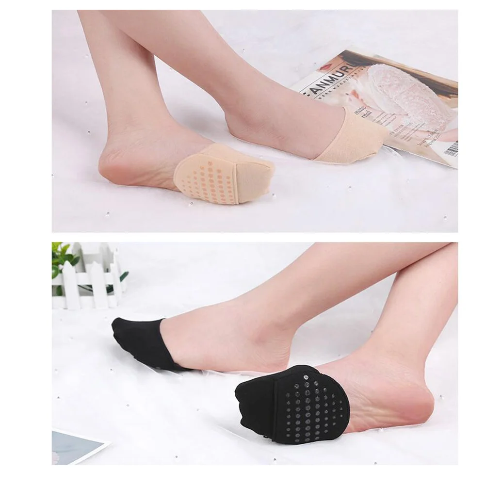 2 Pair Seamless Tops Forefoot Pads Half Liner Socks High Heel Grips Invisible Socks High Heel Cushions