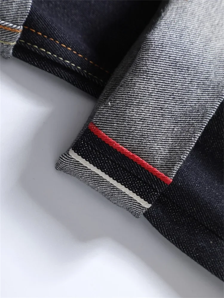 Джинсы мужские с вышивкой ручной работы прямые штаны из чистого хлопка в стиле