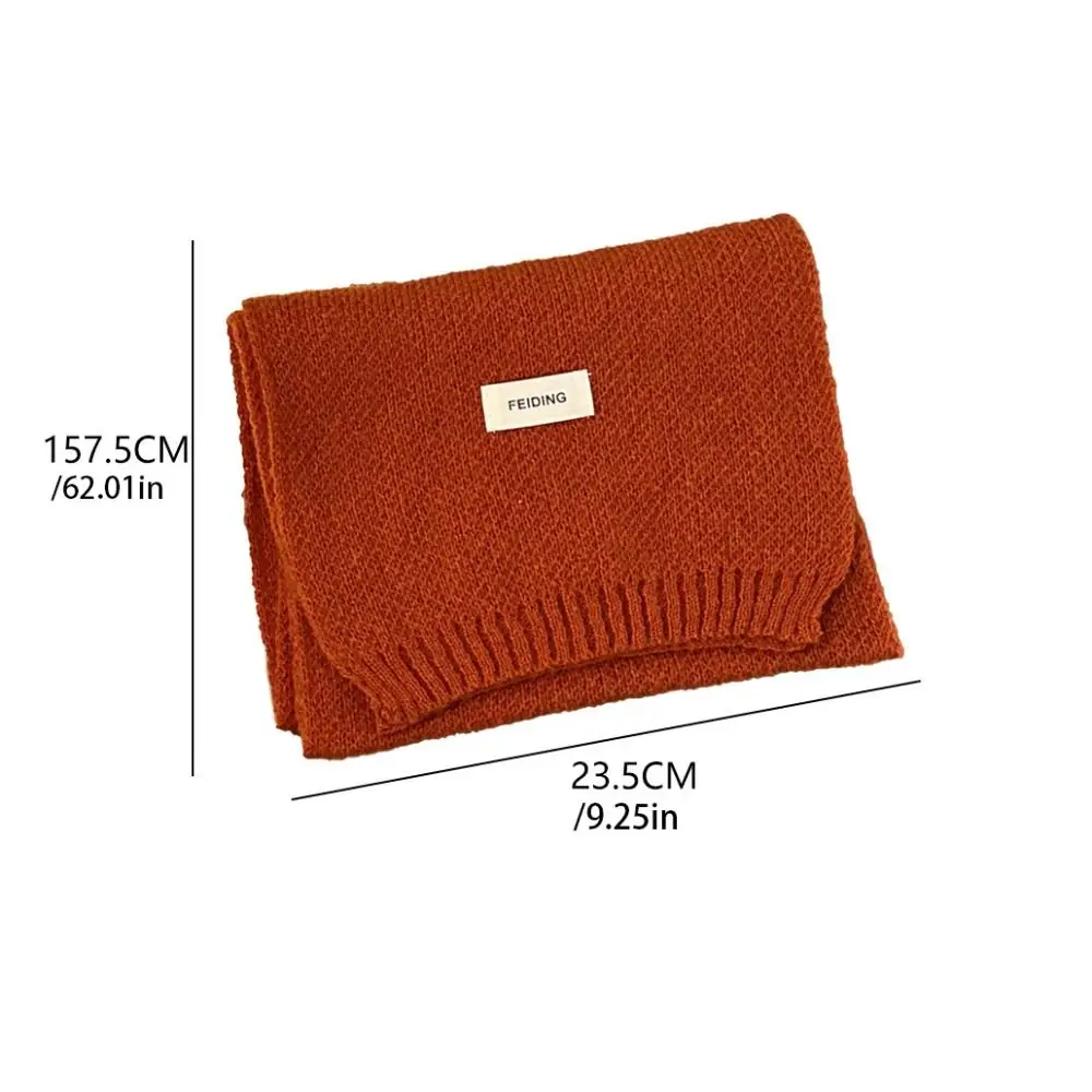 Красный однотонный шарф в стиле ретро кашемировый вязаный с буквами милая