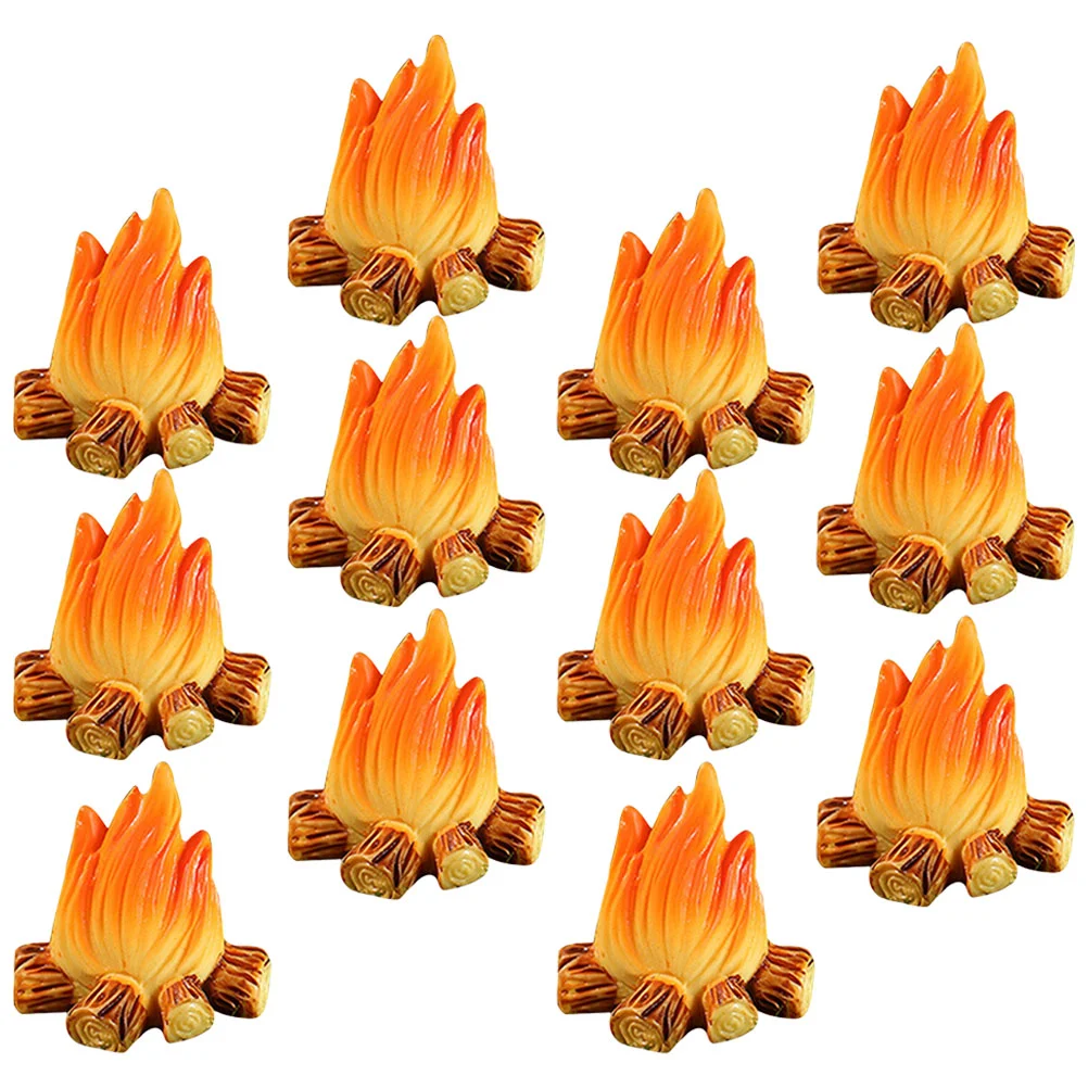 

12pcs Miniature Campfire Model Fire Fake Resin Bonfire Model Miniature Decoration