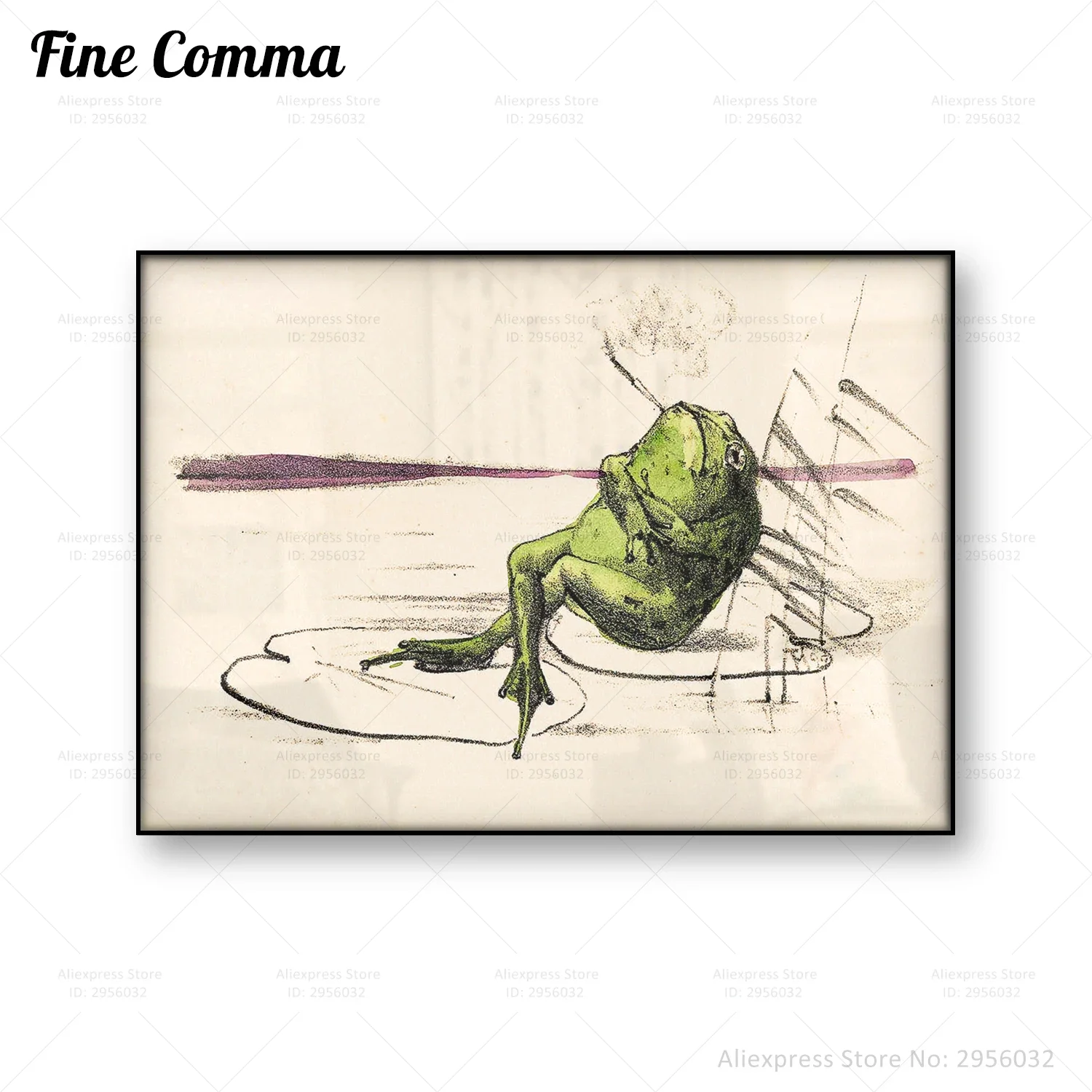 Винтажный плакат с курительной лягушкой Настенная картина рисунком на холсте