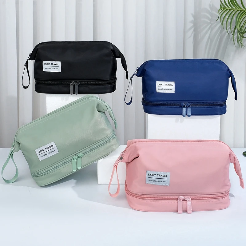 

1 Piece Wash Pouch Women Double Wash Bag Business Travel Cosmetic Organizer Pink