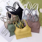 Высокоэластичный женский спортивный бюстгальтер пуш-ап с открытой спиной без косточек кроп-топ для бега дышащие майки для тренировок корсет дамское белье