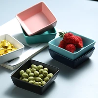 2 piece ceramic fruit snack plate square seasoning plate household pure color fruit salad dessert small bowl divided snack plate