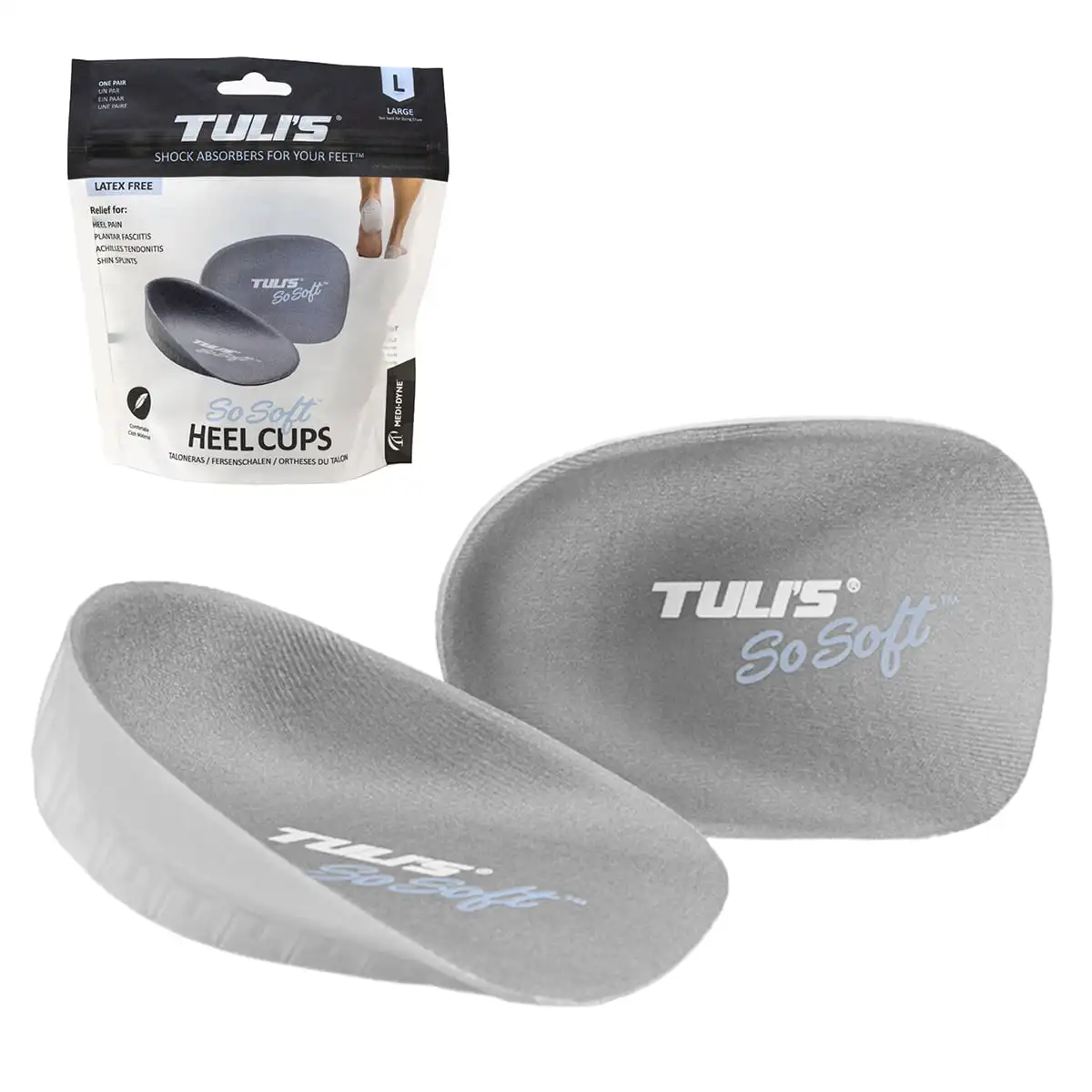 

Tuli's So Soft insole Heavy Duty Gel Heel Cups for Plantar Fasciitis, Heel Pain Relief & Shock Absorption, Regular