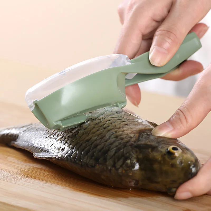 

Household Fish Scale Planer with Cover Manual Fish Scale Scraper Kitchen Gadget Planer Scale Removal Brush