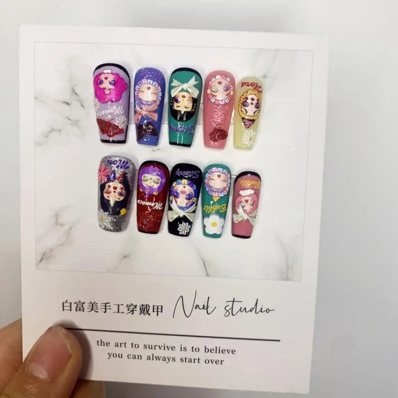 

New Nail Diy Patch Puppet Doll Nail Art with Light Therapy European and American Style Customizable Reusable Nail Patches
