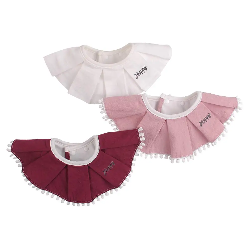 

Fashion Pleated Style Bib 360 Degree Cotton Baby Soft Adjustable Burp Cloths Kids For Feeding Saliva Towel
